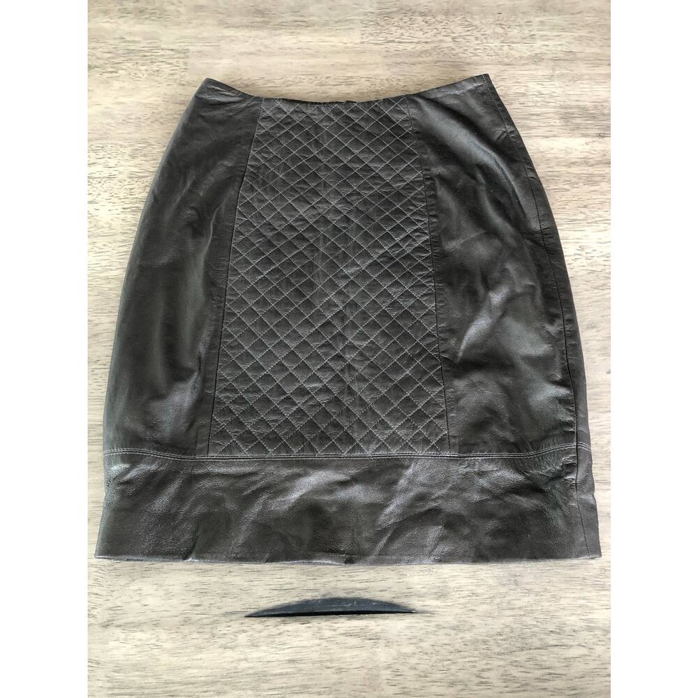 Ronny Kobo Mahogany Leather Quilted Gia Skirt - XS